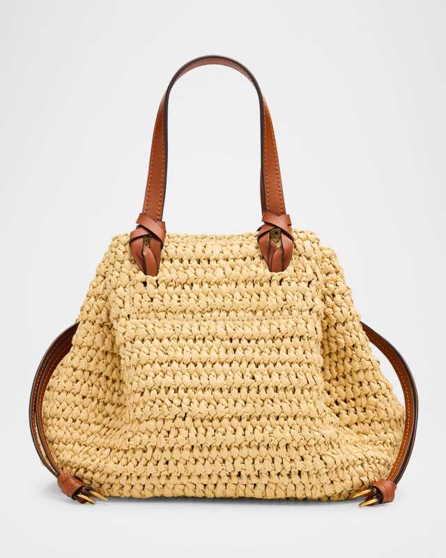 Gio Drawstring Raffia Crossbody Bag